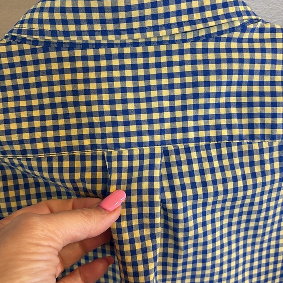 J. Crew men’s Secret Wash cotton classic button down poplin shirt blue yellow XL - Picture 6 of 12
